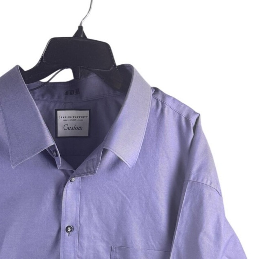 Charles Tyrwhitt Dress Shirt Mens 62 34/35 Purple Solid Non-Iron Long Sleeve
